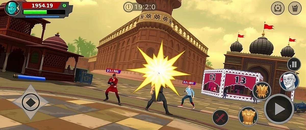 Hyderabad Heroes Showdown Gameplay Hyderabad Heroes Showdown gameplay screenshot showing team battle near Charminar with character abilities activated