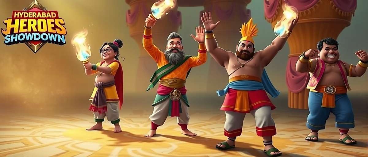 Hyderabad Heroes Showdown Bonalu Celebration Hyderabad Heroes Showdown Bonalu festival event screenshot with characters in traditional Telangana festival attire